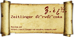 Zeitlinger Árvácska névjegykártya